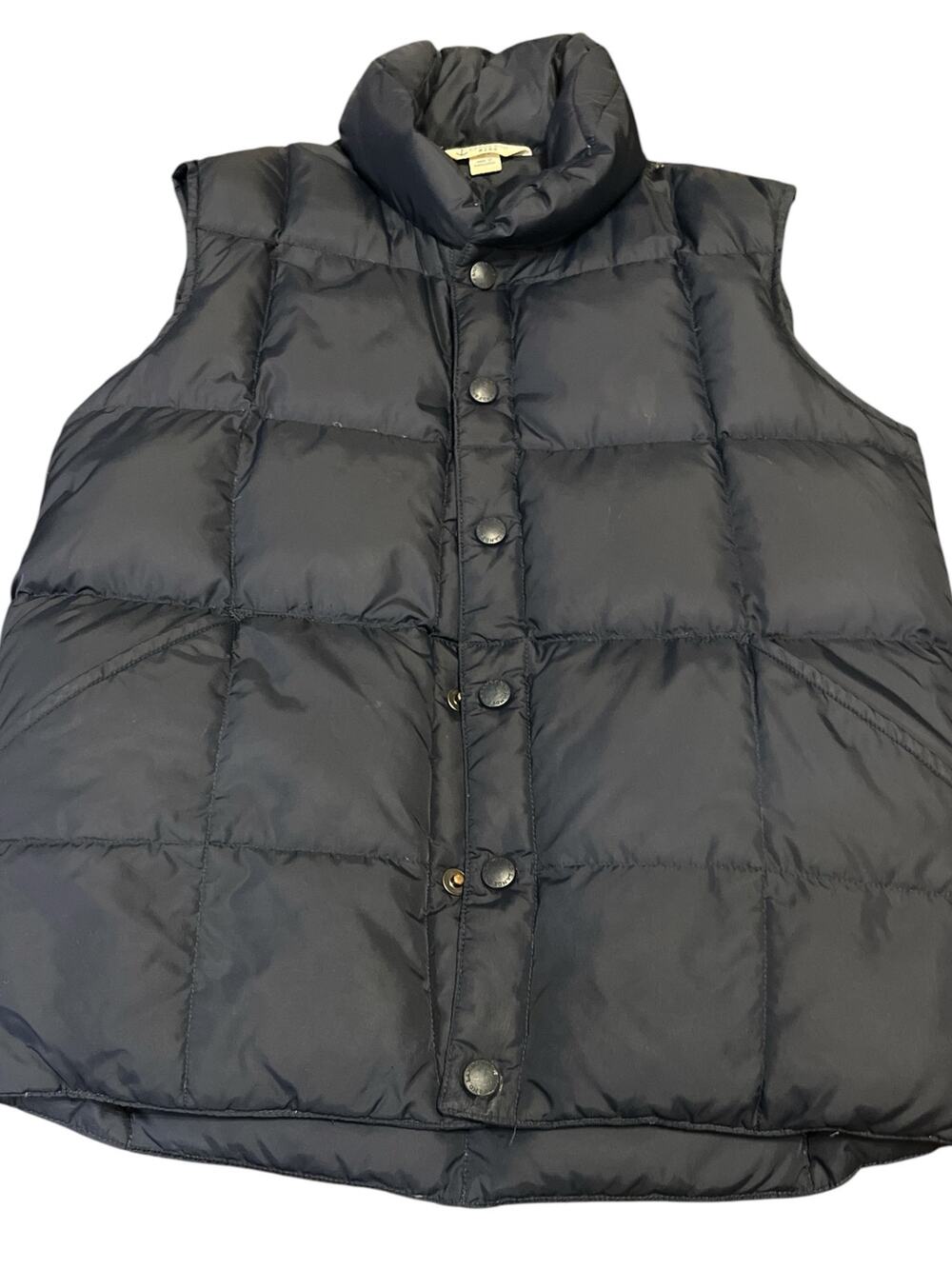 Land's End Quilted Vest/Down-Boys-S 7-8-Navy Blue-Stand up co
llar-Snap up-1164